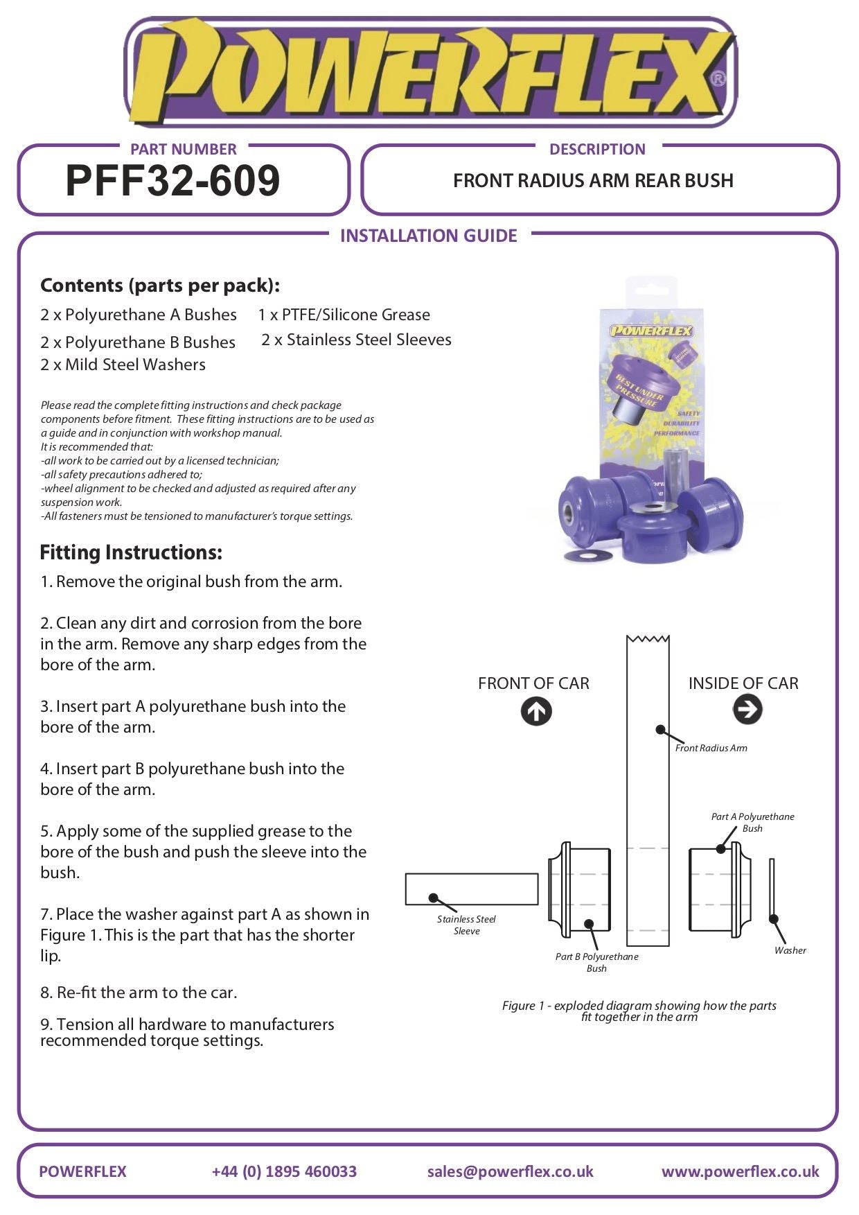Land Rover Discovery 2 (1999-2004) PowerFlex Front Radius Arm Rear Bush