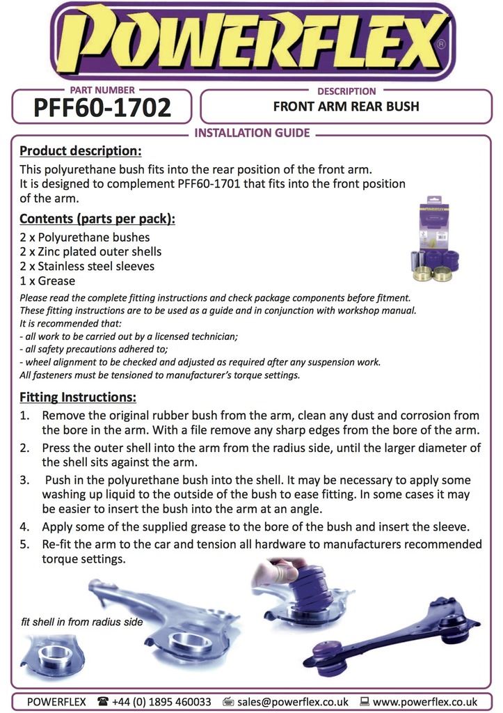 For Renault Megane III 2008-2016 PowerFlex Front Arm Rear Bush