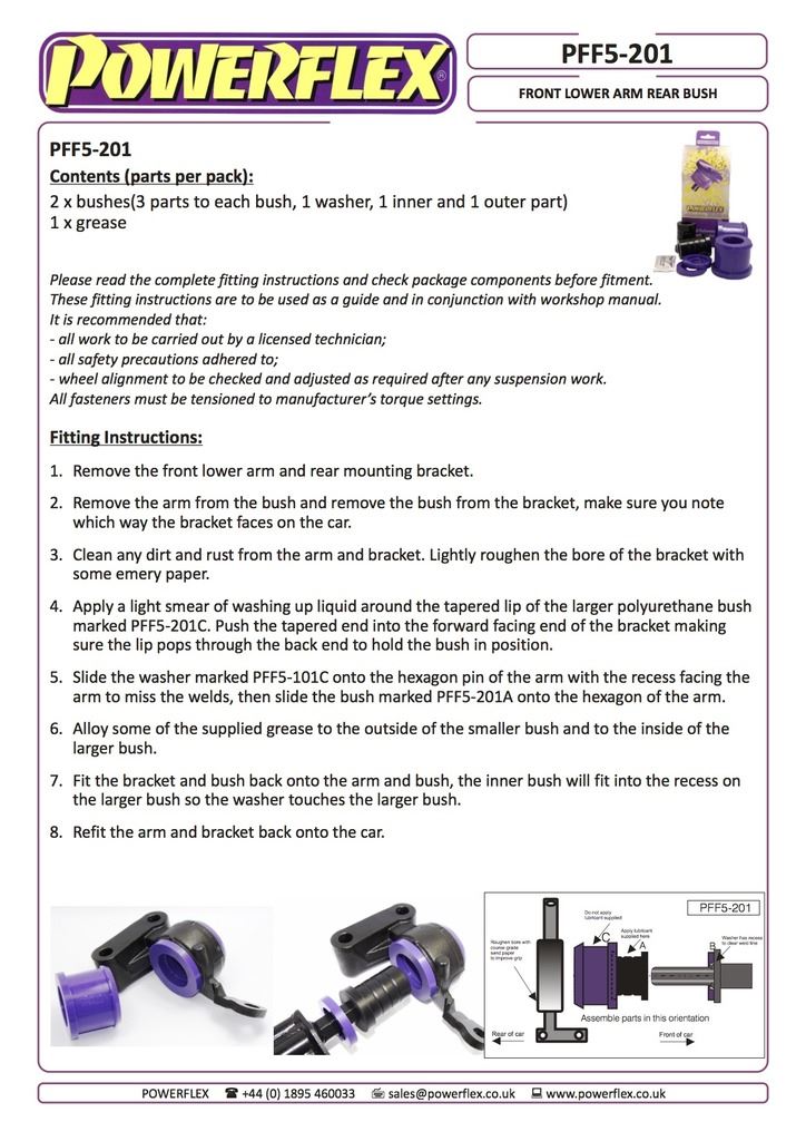 For Mini R55/56/57 2006-2013 PowerFlex Front Wishbone Rear Bush