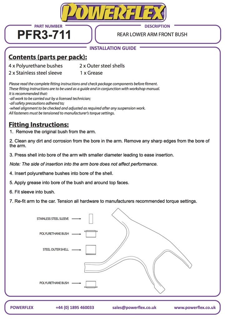 For Audi A8 Quattro 2010- PowerFlex Rear Lower Arm Front Bush