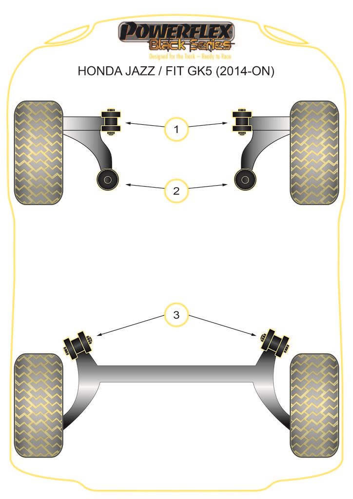 For Honda Jazz/Fit GK5 2014- PowerFlex Black Series Front Arm Front Bush