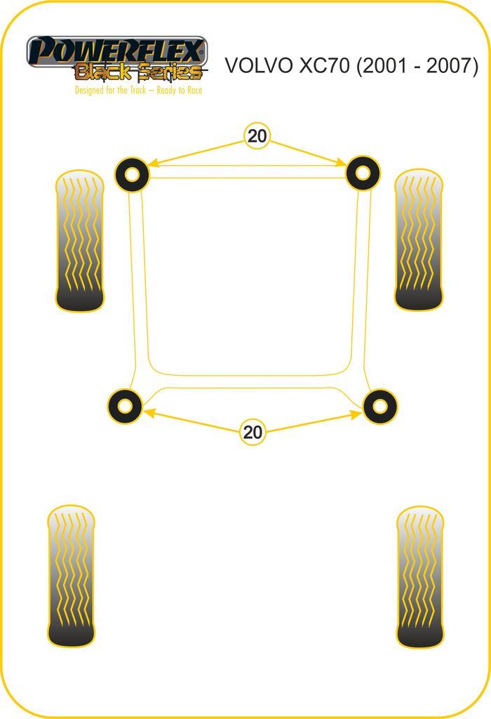 For Volvo XC70 2002-2007 PowerFlex Black Series Front Sub Frame Mount Insert