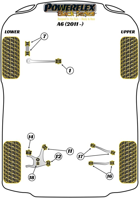 For Audi A6 2011- PowerFlex Black Series Rear Tie Rod Outer Bush