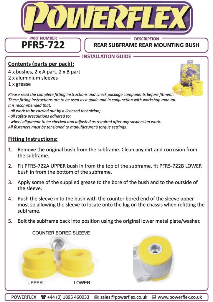 For BMW E63 6 Series 2003-2010 PowerFlex Black Rear Subframe Rear Mounting Bush