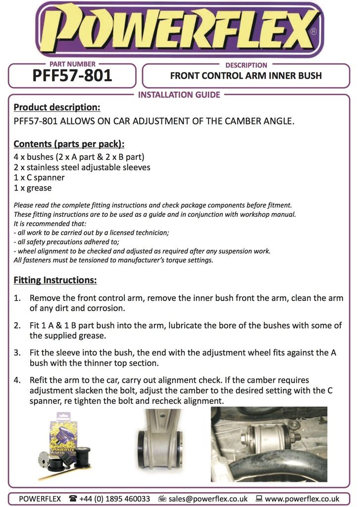 Porsche Boxster 987 2005-2012 PowerFlex Black Front Track Control Arm Inner Bush