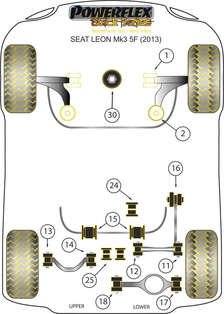 For Seat Leon MK3 5F 2013- Multi Link PowerFlex Rear Anti Roll Bar Bush