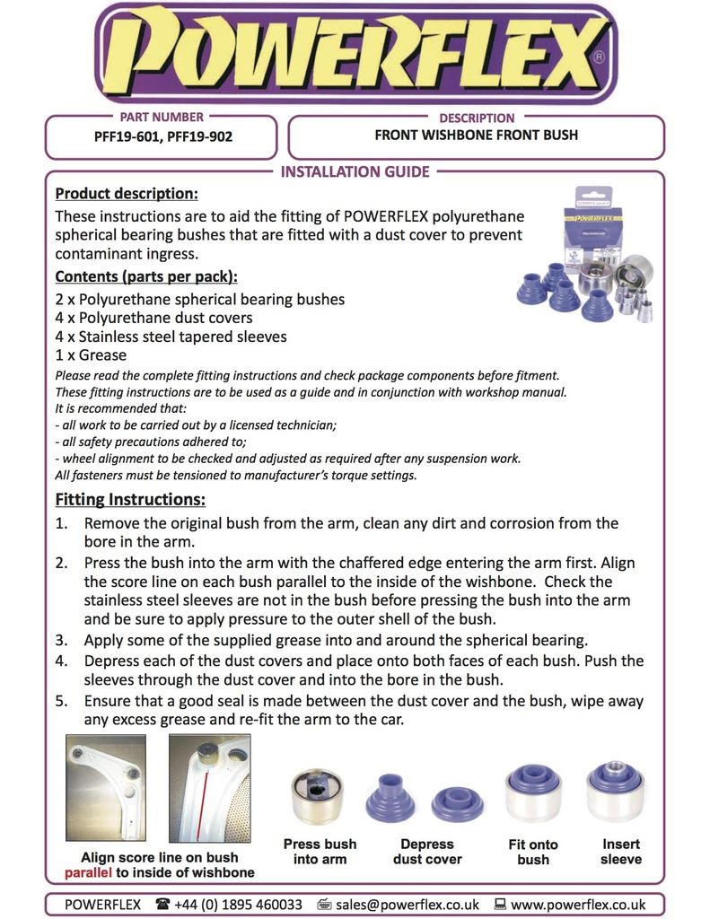 For Ford Escort MK5,6 & 7 1990-2001 PowerFlex Black Front Wishbone Rear Bush