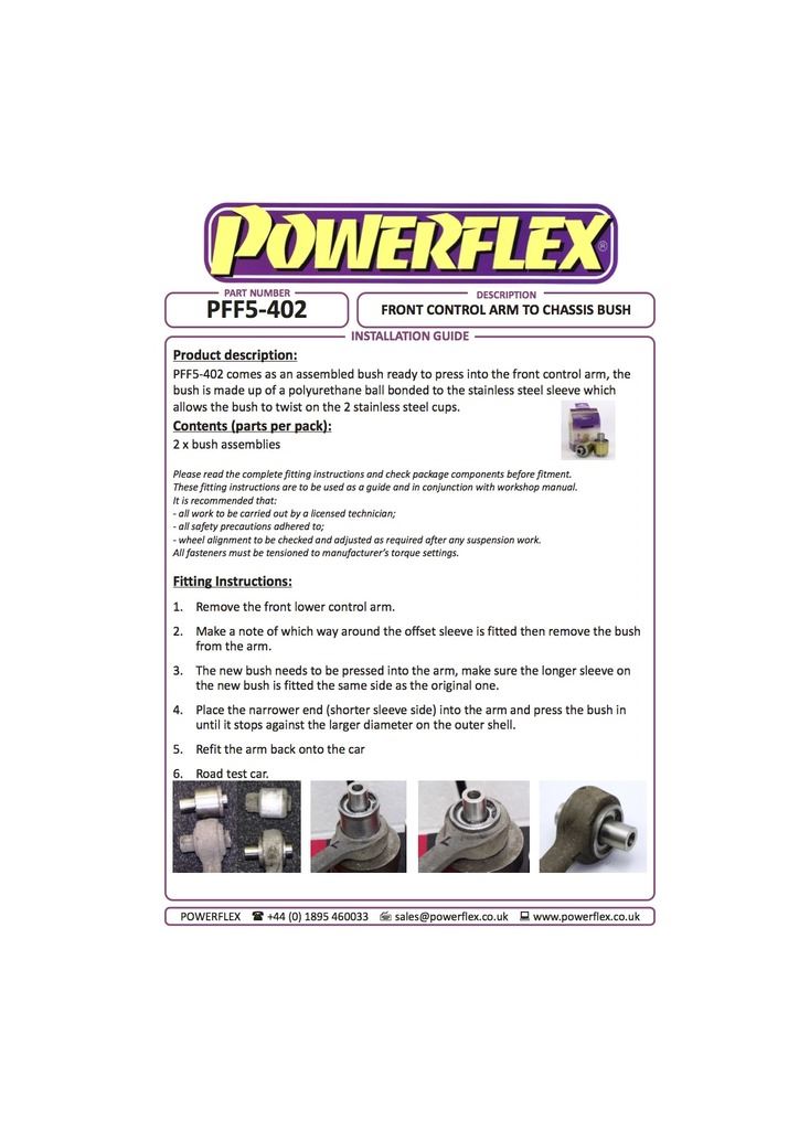 For BMW 3 Series 2005-2013 PowerFlex Front Control Arm To Chassis Bush