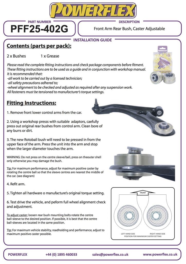 For Honda Jazz/Fit GK5 2014- PowerFlex Black Series Front Arm Rear Bush