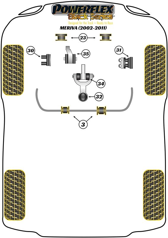 For Vauxhall Meriva 2002-2011 PowerFlex Black Front Lower Engine Mount Bush