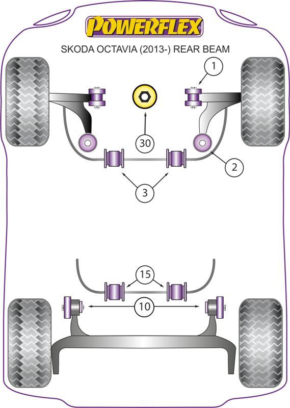 For Skoda Octavia 2013- Rear Beam PowerFlex Lower Engine Mount Large Insert
