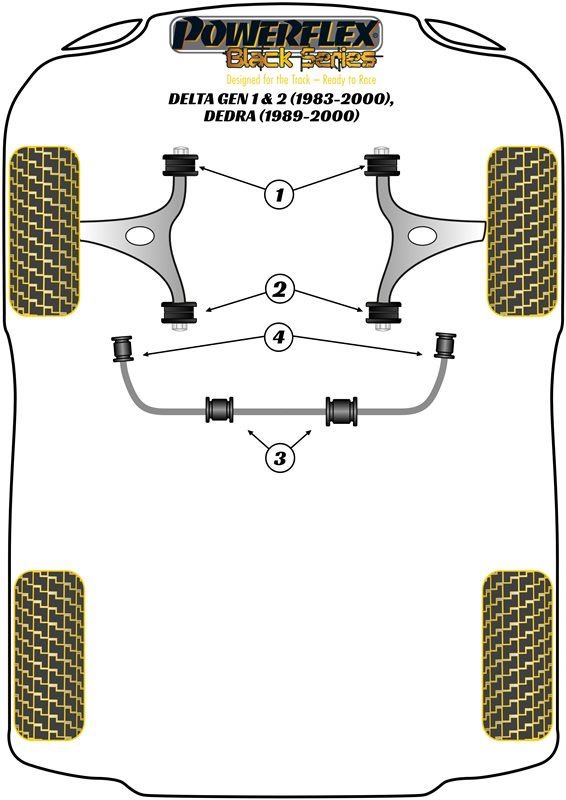 For Lancia Dedra (1989-2000) PowerFlex Black Front Wishbone Bush Set