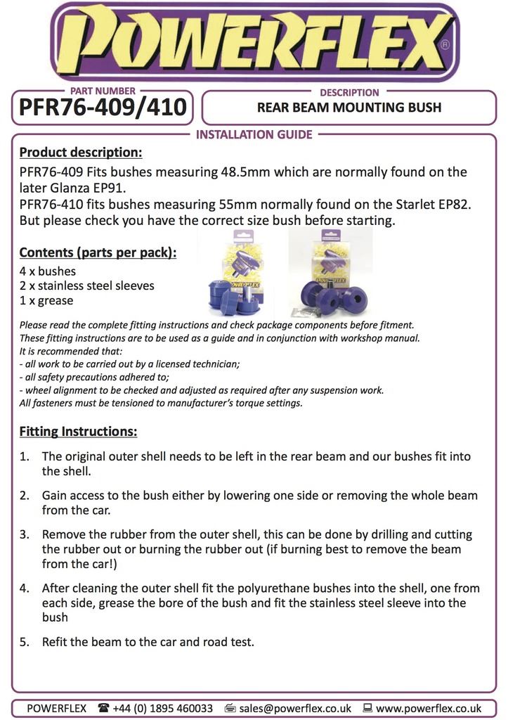 For Toyota Starlet/Glanza Turbo PowerFlex Black Rear Beam Mounting Bush