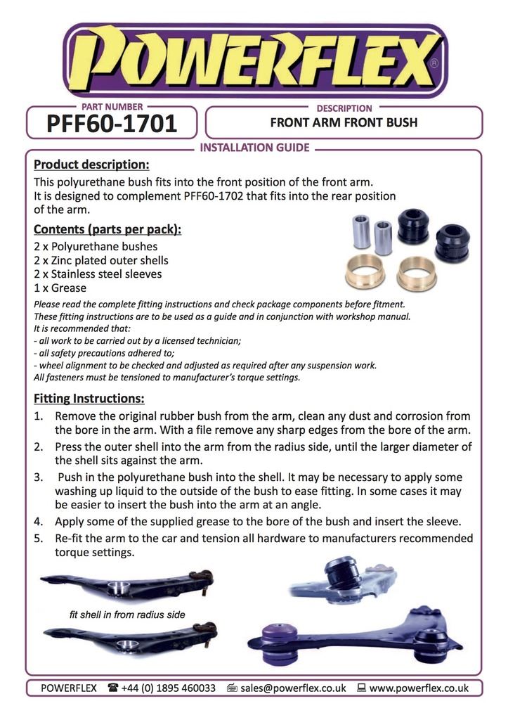 For Renault Megane III 2008-2016 PowerFlex Black Series Front Arm Front Bush