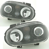 VW GOLF MK4 1998-2004 BLACK R32 LOOK PROJECTOR HEADLIGHTS HEADLAMPS & FOGS