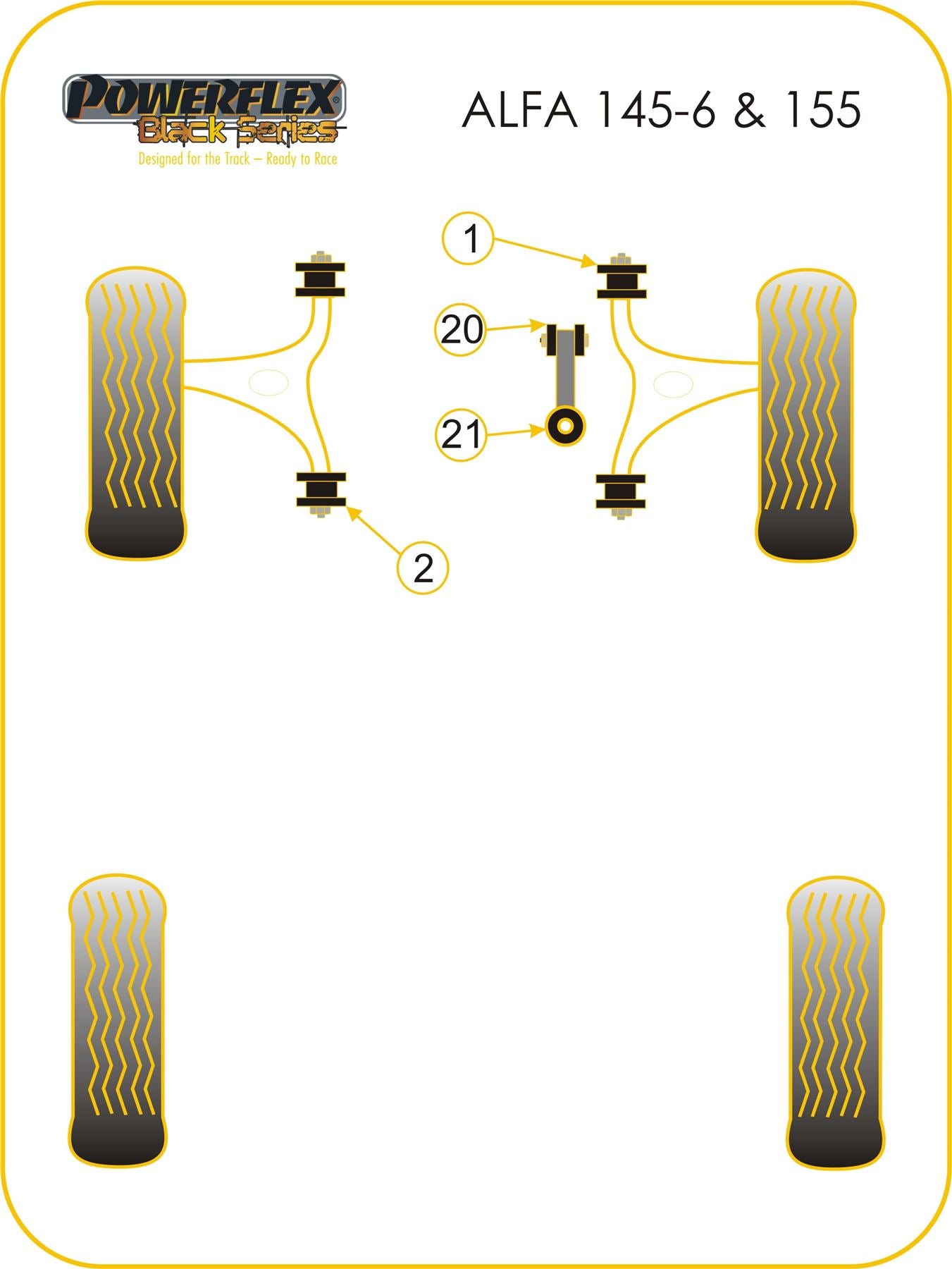 For Alfa Romeo 145 (1992-2000) PowerFlex Black Front Wishbone Bush Set
