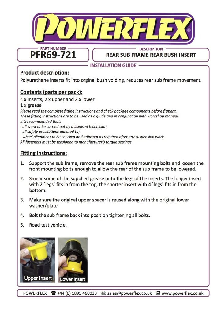 For Subaru Forester 2008-2010 PowerFlex Rear Subframe Rear Bush Insert