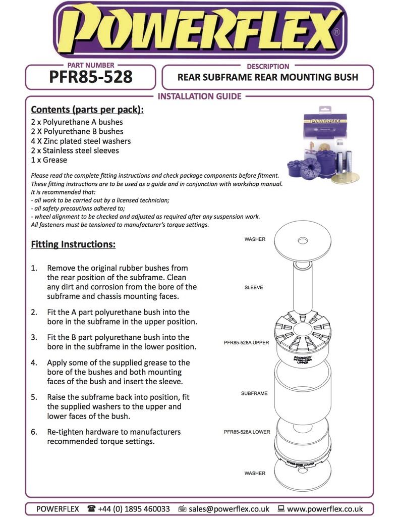 For Seat Altea 5P 2004- PowerFlex Rear Subframe Rear Mounting Bush
