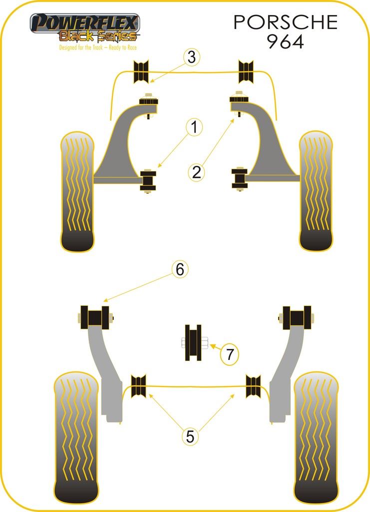 For Porsche 964 1989-1994 PowerFlex Black Series Rear Anti Roll Bar Bush