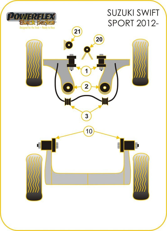 For Suzuki Swift-Sport 2010 on PowerFlex Black Rear Engine Mounting Insert