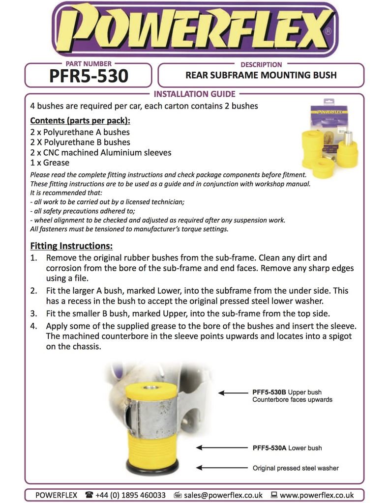 For BMW E39 5 Series 1996-2004 PowerFlex Black Rear Subframe Mounting Bush