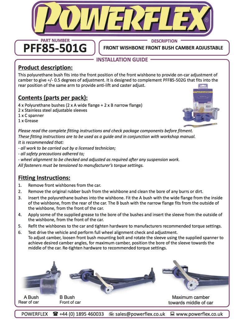 For VW Touran 2017- PowerFlex Black Series Front Wishbone Front Bush