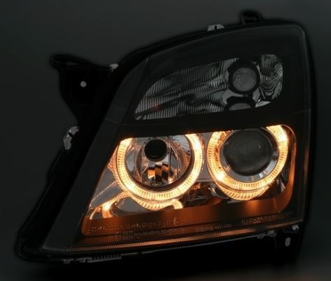 VAUXHALL VECTRA C 2002-2005 BLACK ANGEL EYES HALO HEADLIGHTS PAIR