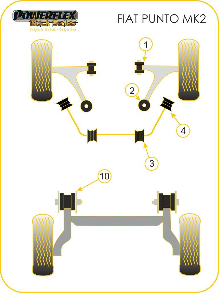 For Fiat Punto MK2 1999-2005 PowerFlex Black Series Rear Beam Mounting Bush