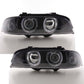 BMW 5 SERIES E39 SALOON & ESTATE 1996-2000 BLACK ANGEL EYES HEADLIGHTS PAIR