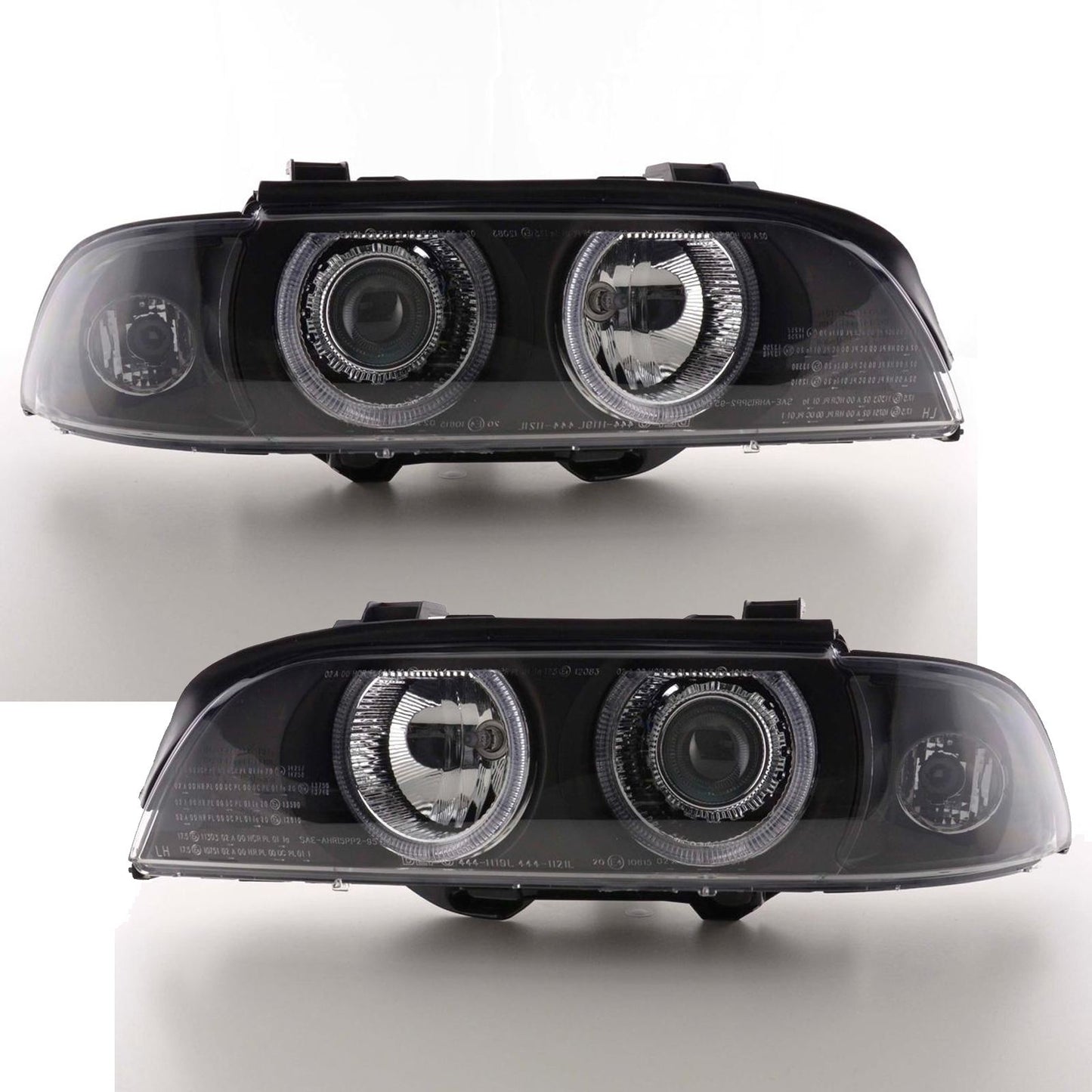 BMW 5 SERIES E39 SALOON & ESTATE 1996-2000 BLACK ANGEL EYES HEADLIGHTS PAIR