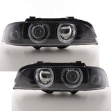 BMW 5 SERIES E39 SALOON & ESTATE 1996-2000 BLACK ANGEL EYES HEADLIGHTS PAIR