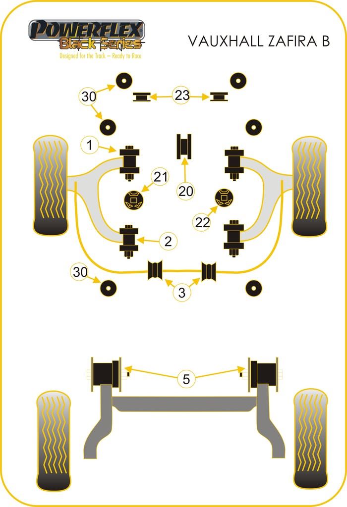 For Vauxhall Zafira B 2005-2011 PowerFlex Black Series Lower Radiator Mount