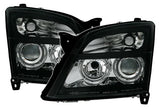 VAUXHALL VECTRA C 2002-2005 BLACK ANGEL EYES HALO HEADLIGHTS PAIR