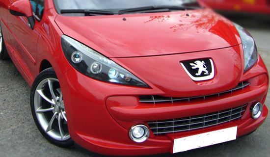 PEUGEOT 207  2006-> BLACK ANGEL EYES HEADLIGHTS PAIR