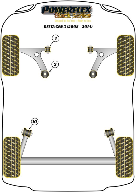 For Lancia Delta Gen 3 (2008-2014) PowerFlex Black Front Wishbone Front Bush