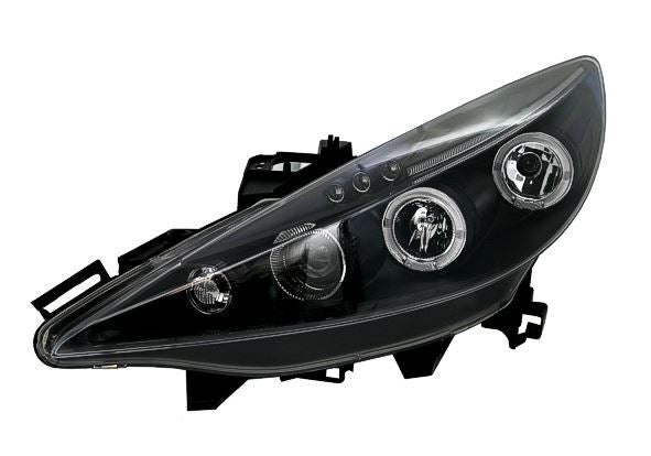 PEUGEOT 207 CC  2006-> BLACK ANGEL EYES HEADLIGHTS PAIR