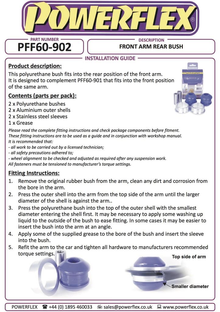 For Renault Clio III 2005-2012 PowerFlex Front Arm Rear Bush