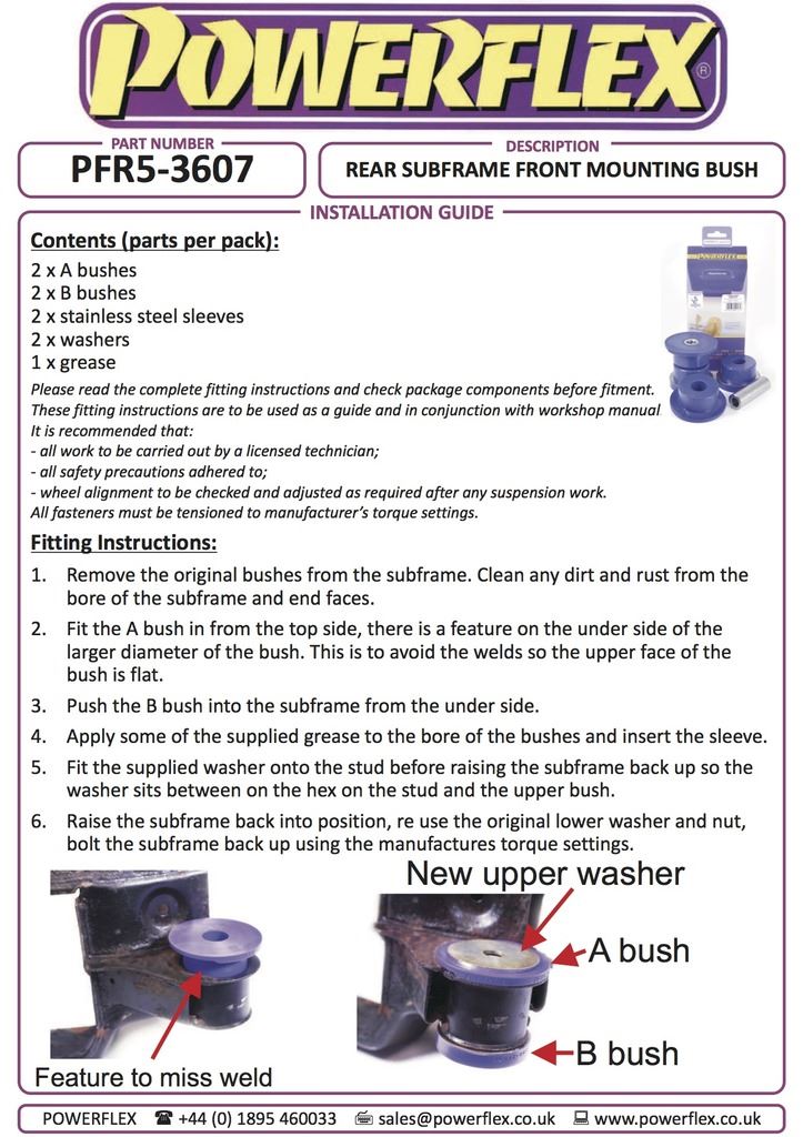 For BMW E36 3 Series 1990-1998 PowerFlex Black Rear Subframe Front Mounting Bush