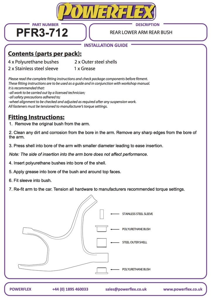 For Audi A7 Quattro 2012- PowerFlex Rear Lower Arm Rear Bush