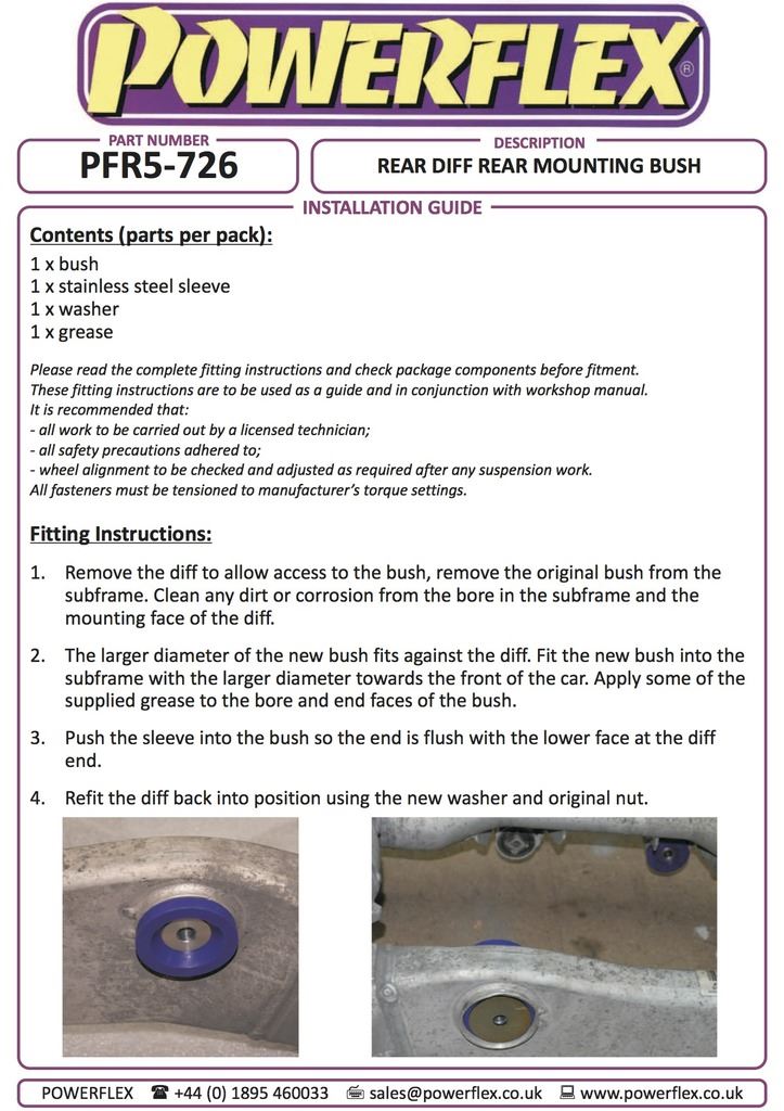 For BMW E60, E61 5 Series 2003-2010 PowerFlex Rear Diff Rear Mounting Bush