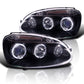 VOLKSWAGEN GOLF MK5  11/2003-2009 BLACK ANGEL EYES HEADLIGHTS PAIR