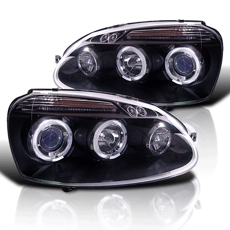 VOLKSWAGEN GOLF MK5  11/2003-2009 BLACK ANGEL EYES HEADLIGHTS PAIR