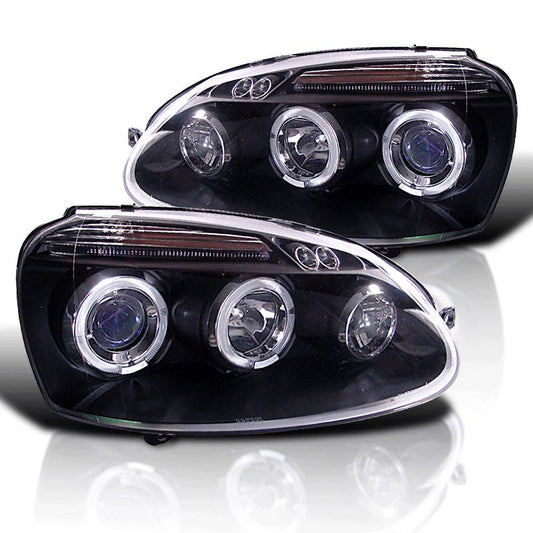 VOLKSWAGEN GOLF MK5  11/2003-2009 BLACK ANGEL EYES HEADLIGHTS PAIR