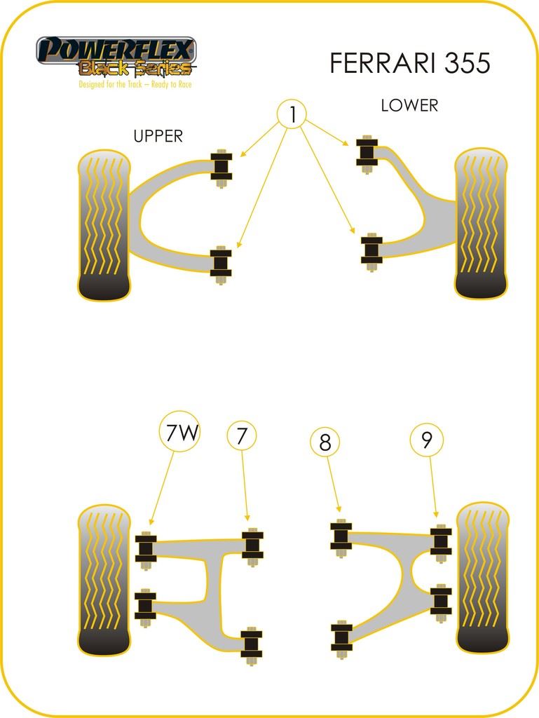 For Ferrari 355 1994-1999 PowerFlex Rear Lower Wishbone Outer Bush