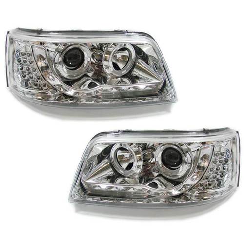 VOLKSWAGEN TRANSPORTER T5 INC.CARAVELLE 2003-2010 CHROME DRL HEADLIGHTS PAIR