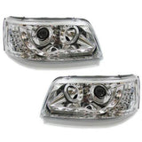 VOLKSWAGEN TRANSPORTER T5 INC.CARAVELLE 2003-2010 CHROME DRL HEADLIGHTS PAIR