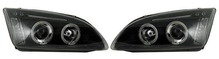 FORD FOCUS MK2  2005-5/2008 BLACK ANGEL EYES HEADLIGHTS PAIR