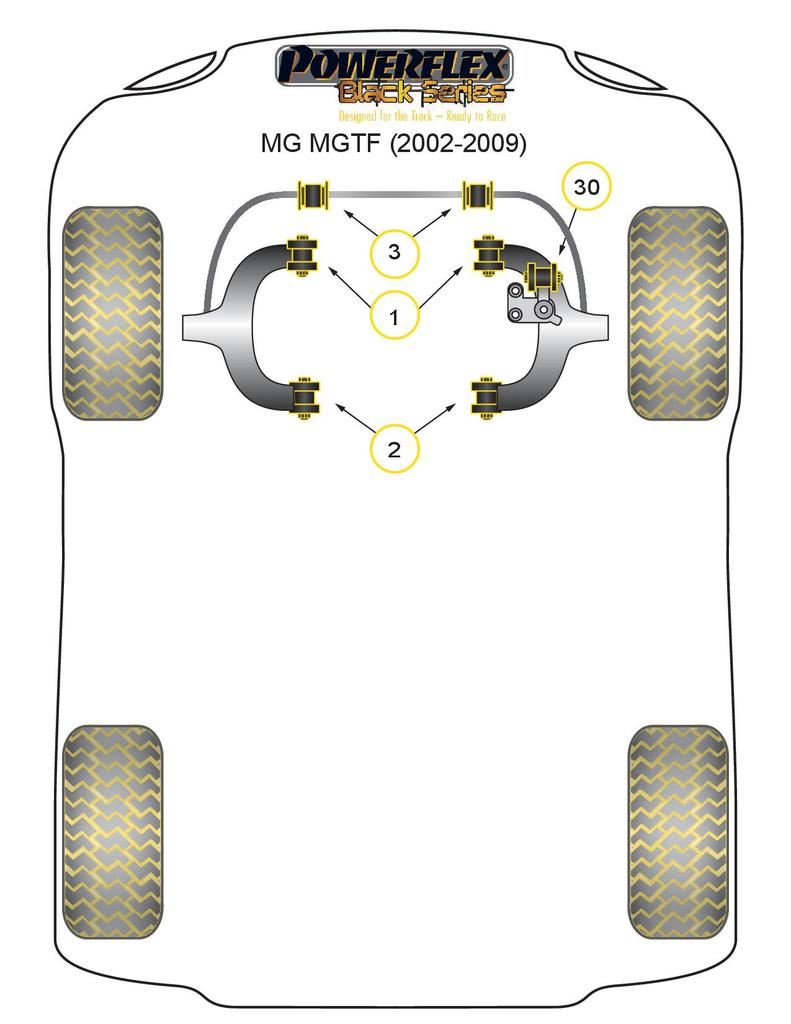For MG MGTF 2002-2009 PowerFlex Black Series Upper Engine Mount Torque Bush