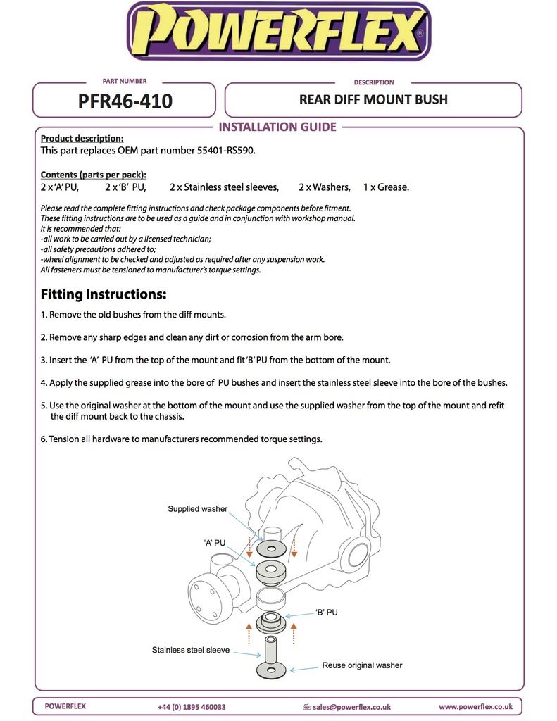 For Nissan Skyline PowerFlex Black Series Rear Differential Front Mounting Bush