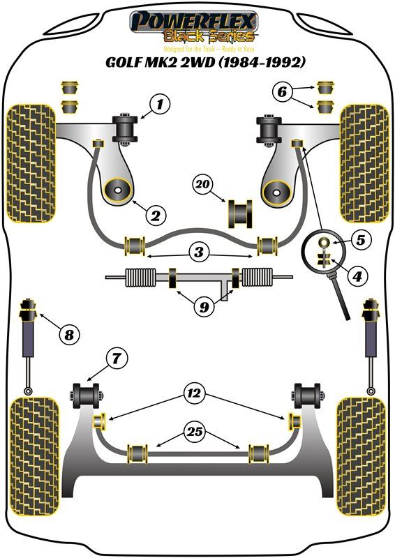 VW Golf MK2 2WD (1985-1992) Power Steering Rack Mount